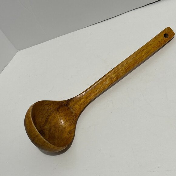 Vintage Handcrafted Wooden Serving Set Bowls Trays Dipper Dark Brown 5 Piece - Picture 11 of 16